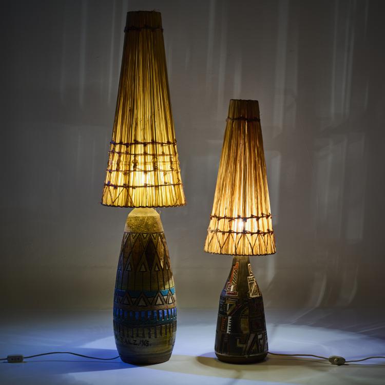 Hauptbild zu Objekt, Two table/floor lamps, 1965, Marian Zawadski, Tilgmans Keramik, Schweden., 179A 282