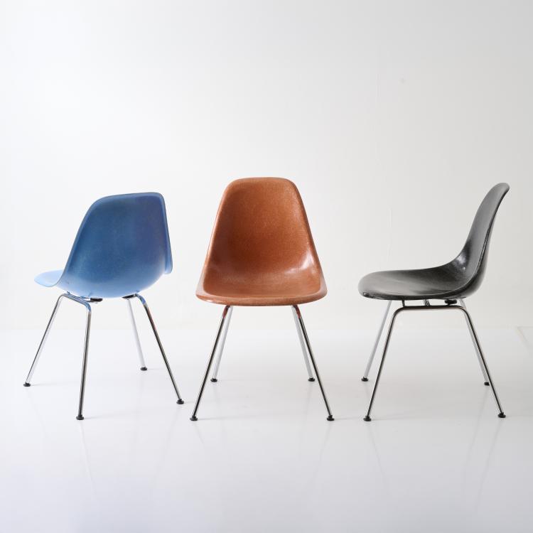 Bild 2 zu Objekt, Drei St&uuml;hle 'Plastic Side Chair' auf H-Base, 1950-53 (Entwurf), Charles Eames,Ray Eames, Herman Miller, Zeeland; Vitra, Birsfelden., 179A 194