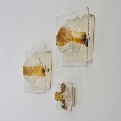 Three wall lights 'Quilt', around 1970