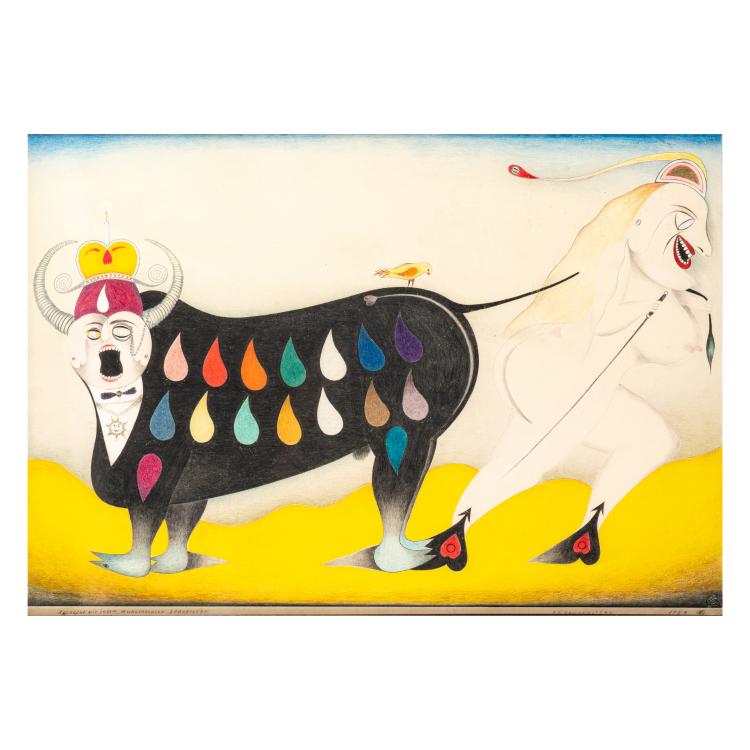 Hauptbild zu Objekt, 'Juckelche mit ihrem Wunderochsen Spuckelche', 1959, Friedrich Schr&ouml;der Sonnenstern, 179C 715