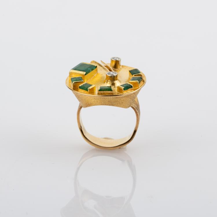 Bild 1 zu Objekt, Ring with emeralds and diamonds, 1970s, Herbert Bitter, Bitter, Herbert, Hannover, 180C 767