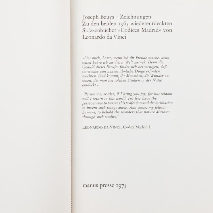 Bild 5 zu Objekt, 'Zeichnungen zu Leonardo Codices Madrid', 1975, Joseph Beuys, manus presse, Stuttgart (Publ.), 181C 789
