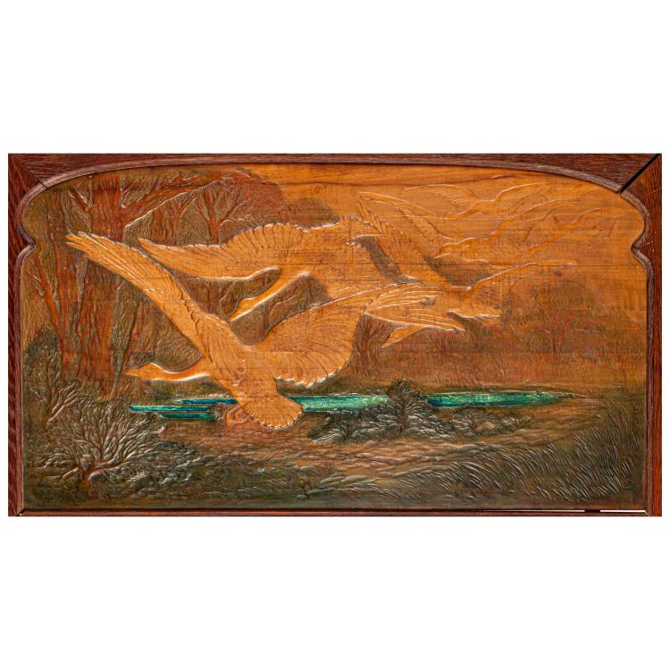 Bild 1 zu Objekt, Relief 'Vol d'oies sur la for&ecirc;t', c. 1890, Louis Hestaux, 180A 147