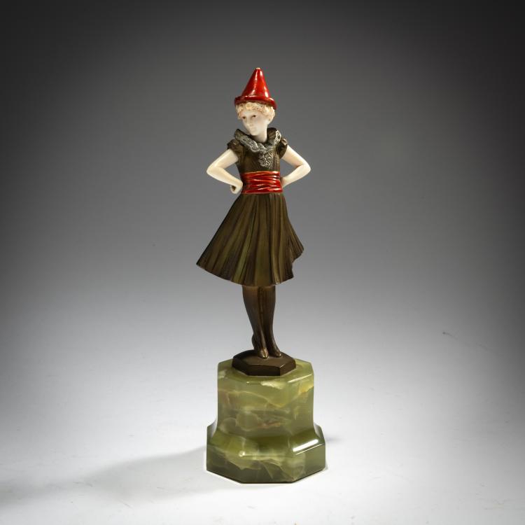 Hauptbild zu Objekt, Chryselephantin-Figur 'Pierrette', um 1925, Ferdinand Preiss, 180A 174