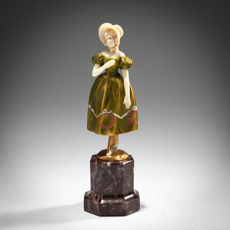 Hauptbild zu Objekt, Chryselephantin-Figur 'Victorianische Dame', um 1922, Ferdinand Preiss, 180A 173