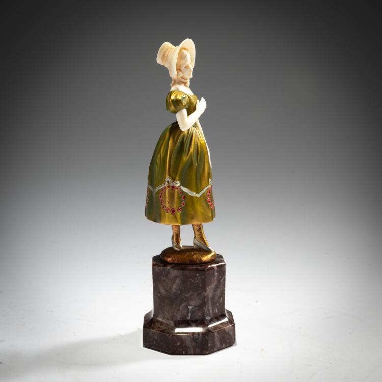 Bild 1 zu Objekt, Chryselephantin-Figur 'Victorianische Dame', um 1922, Ferdinand Preiss, 180A 173