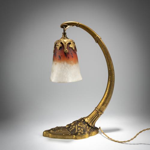 Tischleuchte mit Bronzefuß von Charles Ranc, um 1925