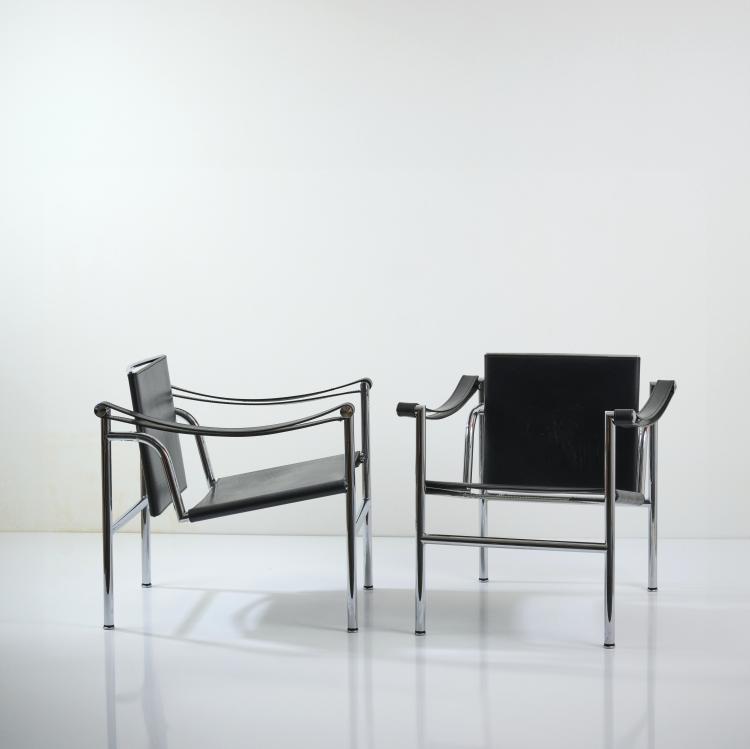 Hauptbild zu Objekt, Two 'LC 1' armchairs, 1928 (design), Pierre Jeanneret,Charlotte Perriand,Le Corbusier Charles-&Eacute;douard Jeanneret-Gris, Cassina, Mailand / Milan, 179A 63