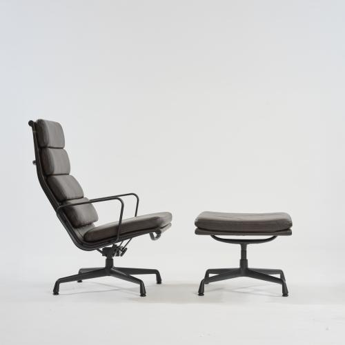 Armchair 'Soft Pad Lounge Chair - EA 222' with Ottoman 'Soft Pad EA 223', 1969 (design)
