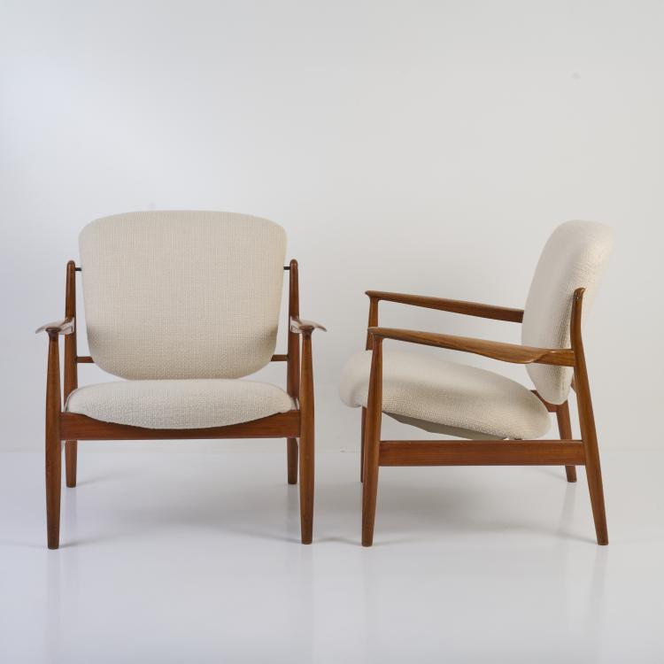 Bild 1 zu Objekt, Zwei Armlehnsessel 'FD 136', 1956 (Entwurf), Finn Juhl, France & Daverkosen, Kopenhagen / Copenhagen, 179A 214