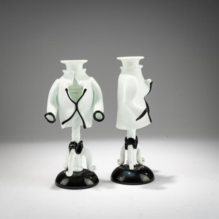 Bild 2 zu Objekt, Paar Kerzenleuchter aus der Serie 'Commedia dell'Arte', 1947/48, Fulvio Bianconi, Venini, Murano, 183B 717