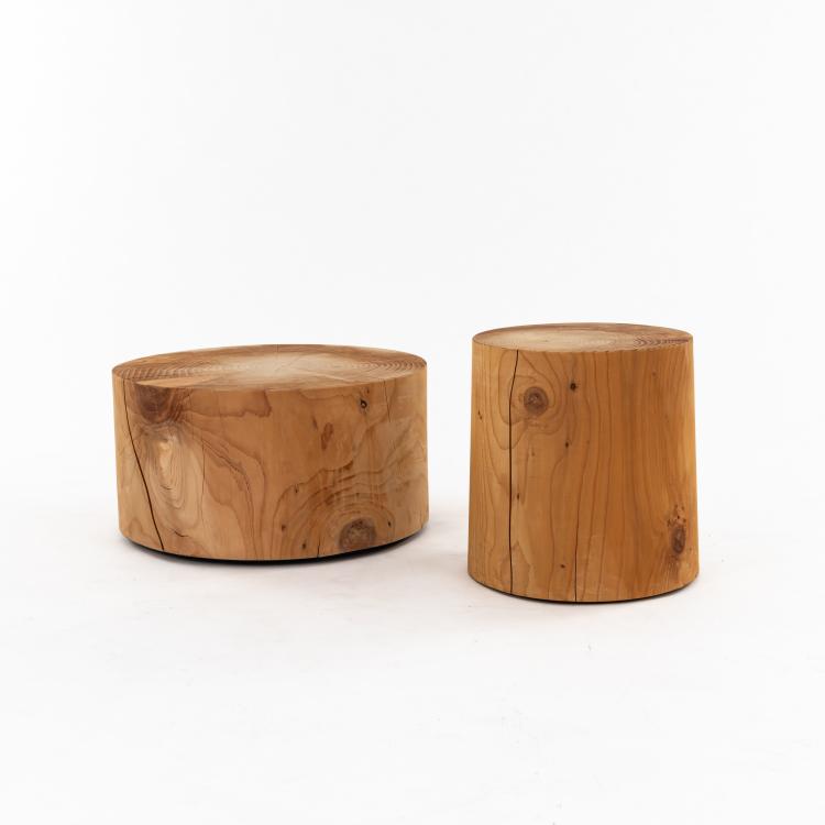 Hauptbild zu Objekt, Zwei Beistelltische 'Eco' und 'Legno Vivo', 2007/2010 (Entwurf), Riva 1920, Cant&ugrave;, 179A 418