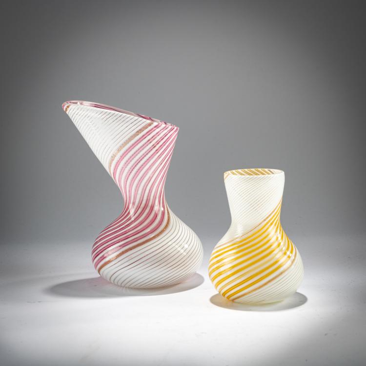 Hauptbild zu Objekt, Two Vases 'Filigrana semplice', 1953, Dino Martens, Toso, Aureliano, Murano, 181B 667