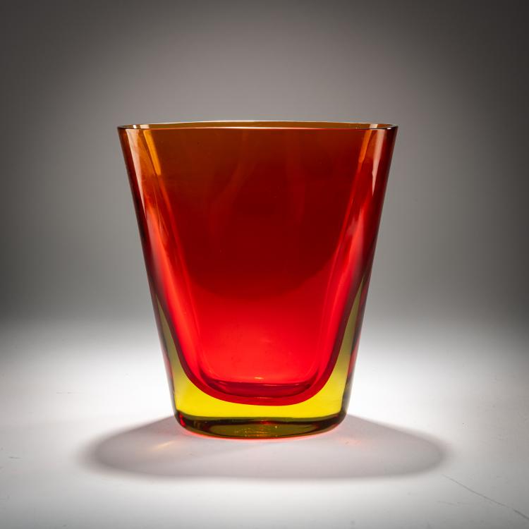 Hauptbild zu Objekt, Vase 'Sommerso rosso cinese - giallo', 1958, Flavio Poli, Seguso s.r.l., Murano, 181B 652