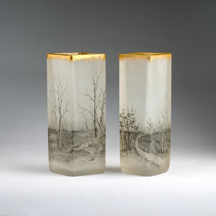 Bild 1 zu Objekt, Zwei Vasen 'Paysage Delft', um 1899, Daum Fr&egrave;res, Nancy, 180A 8