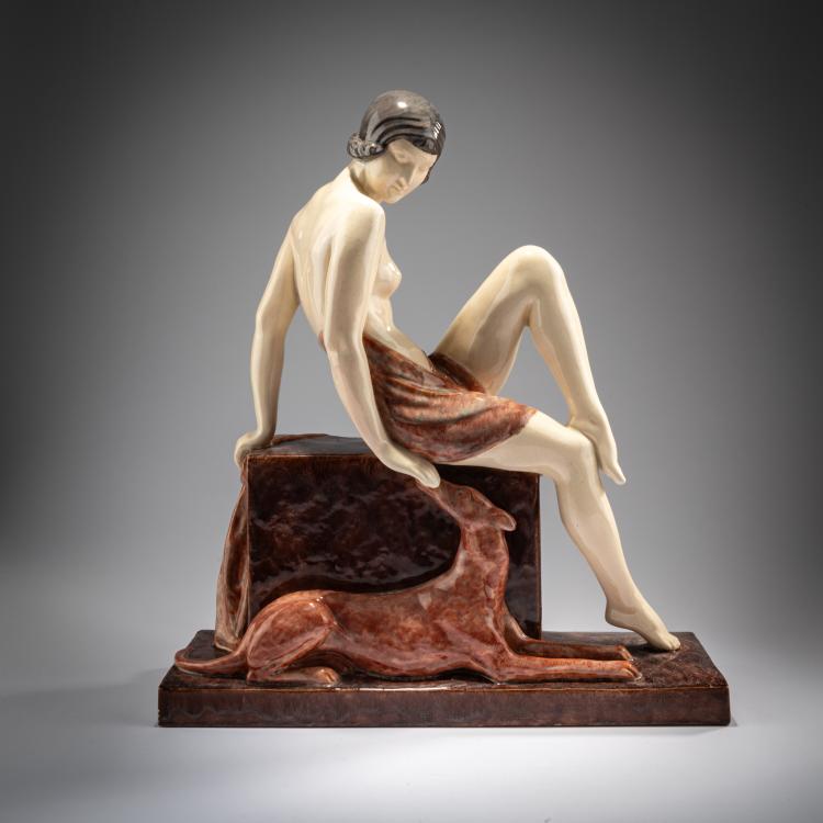 Hauptbild zu Objekt, Bather with greyhound, c. 1930, Marcel Guillard, Etling, Paris, 180A 310