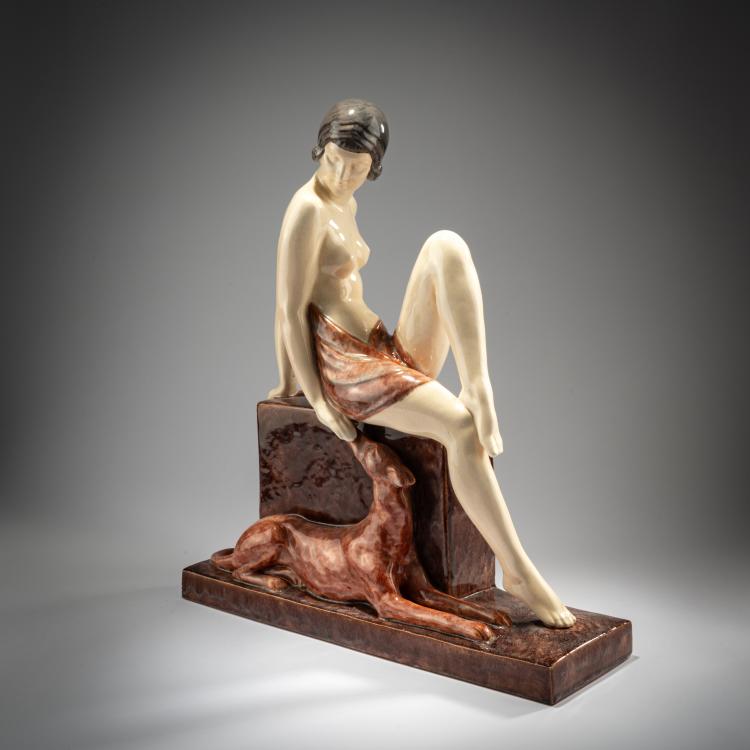 Bild 1 zu Objekt, Bather with greyhound, c. 1930, Marcel Guillard, Etling, Paris, 180A 310