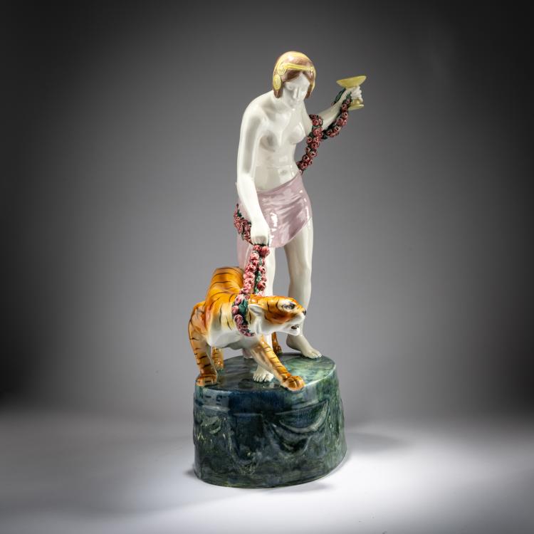 Bild 3 zu Objekt, 'Nude young lady walking her tiger', c. 1922, Albert Dominique Ros&eacute;, Goldscheider, Wien / Vienna, 180A 313