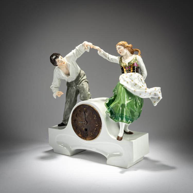 Bild 1 zu Objekt, 'Uhrgeh&auml;use mit zwei Figuren, tanzend', um 1910, Konrad Hentschel, Meissen, KPM, 180A 264