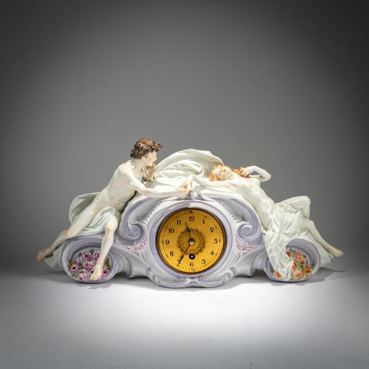 Hauptbild zu Objekt, 'Uhrgeh&auml;use mit Liebespaar', 1904, Paul Helmig, Meissen, KPM, 180A 263