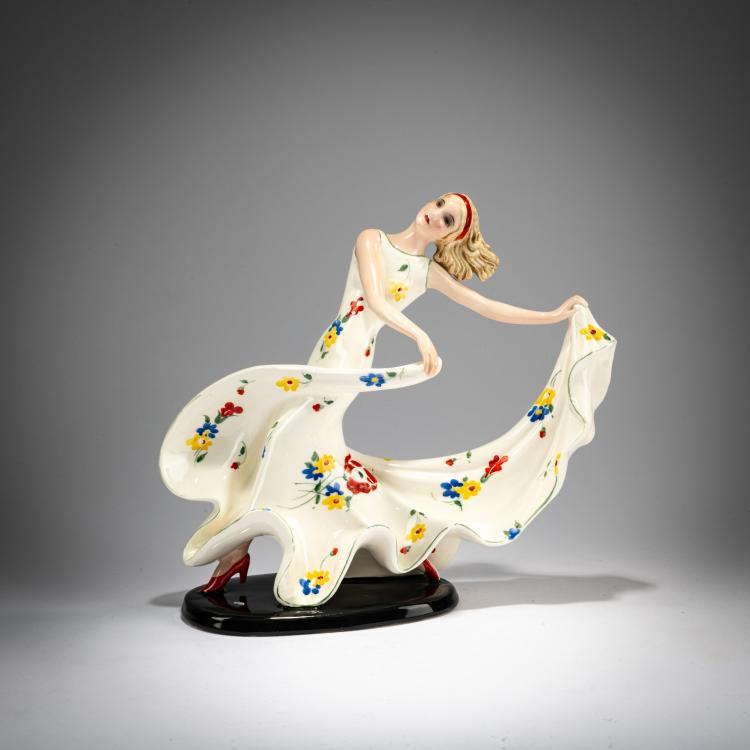 Hauptbild zu Objekt, 'T&auml;nzerin in schwungvoller drehender Bewegung', um 1935, Stephan Dakon, Goldscheider, Wien / Vienna, 180A 331