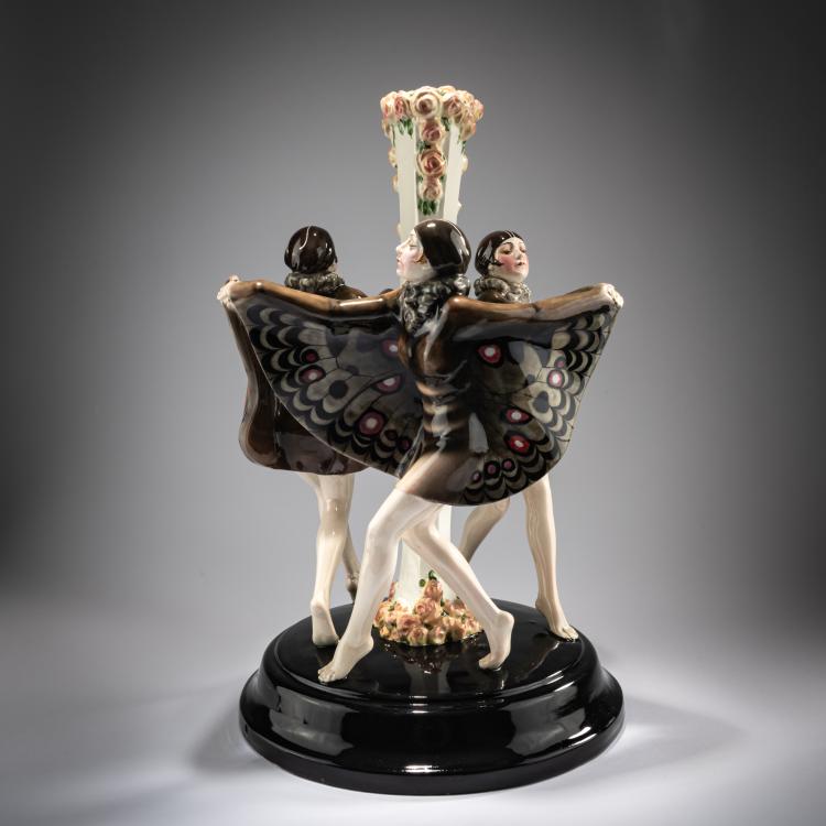 Bild 2 zu Objekt, 'Gefangener Vogel' Gruppe als Lampenfu&szlig;, um 1922, Josef Lorenzl, Goldscheider, Wien / Vienna, 180A 316