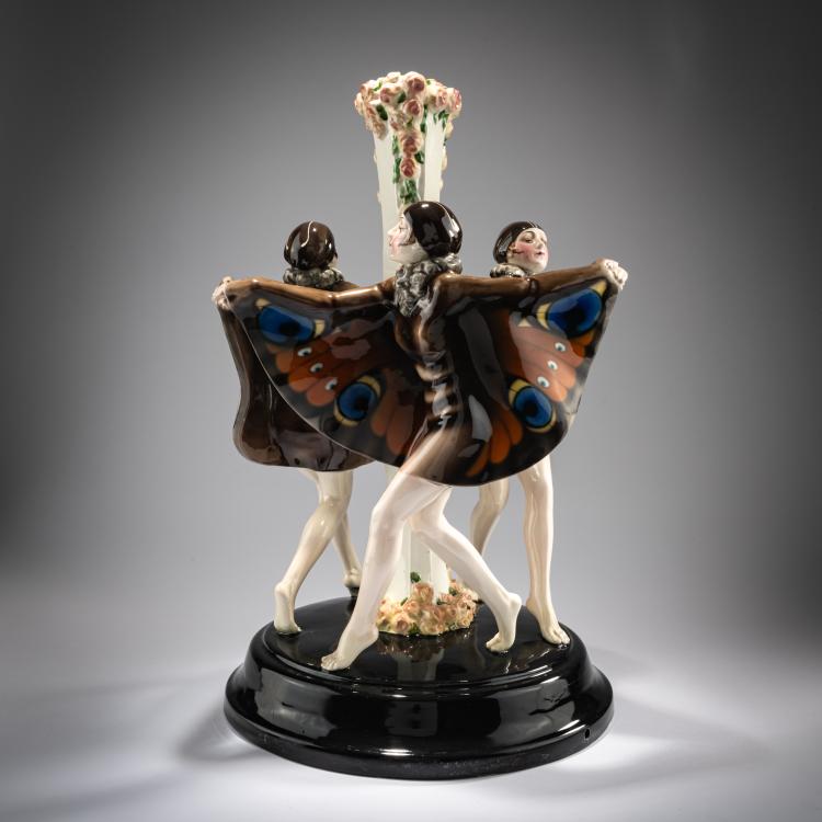 Bild 3 zu Objekt, 'Gefangener Vogel' Gruppe als Lampenfu&szlig;, um 1922, Josef Lorenzl, Goldscheider, Wien / Vienna, 180A 316