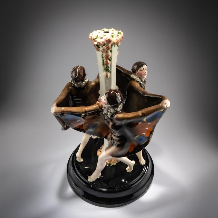 Bild 4 zu Objekt, 'Gefangener Vogel' Gruppe als Lampenfu&szlig;, um 1922, Josef Lorenzl, Goldscheider, Wien / Vienna, 180A 316