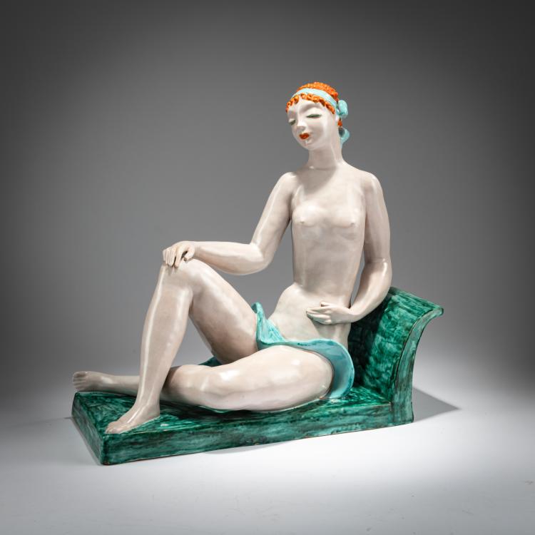 Hauptbild zu Objekt, 'Sitzender Frauenakt', um 1927, Vally Wieselthier, Goldscheider, Wien / Vienna, 180A 322