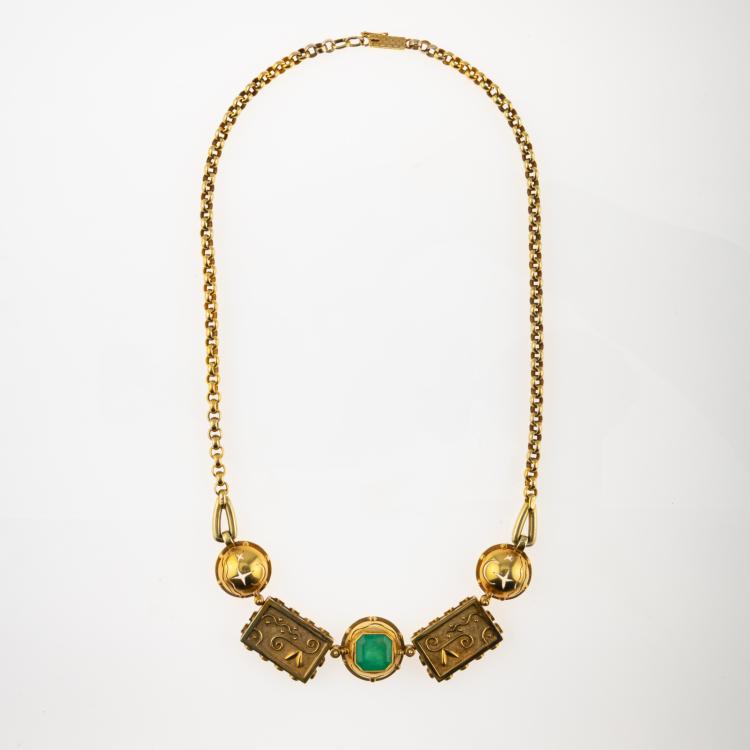 Hauptbild zu Objekt, Necklace with emerald, 1930s, Elisabeth Treskow, 180C 682