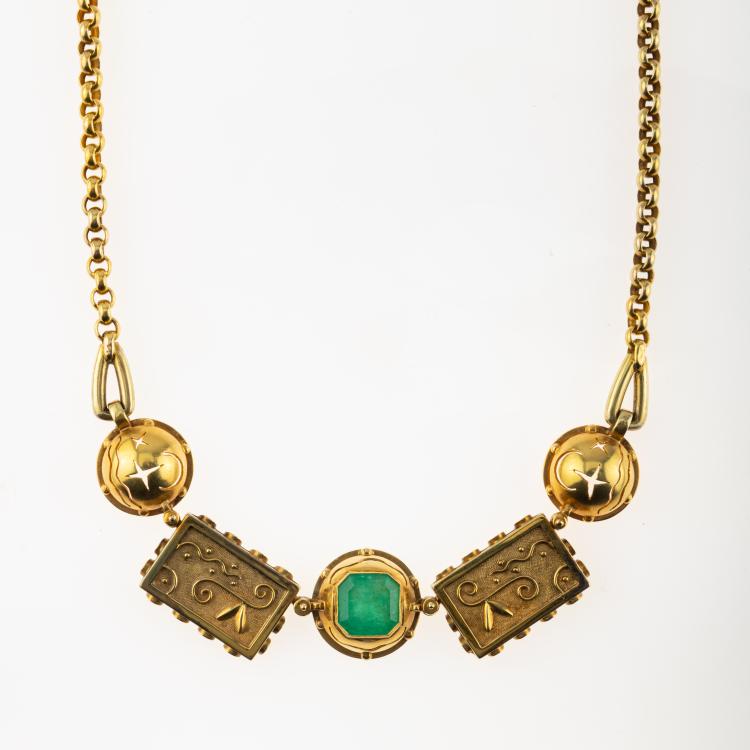 Bild 1 zu Objekt, Necklace with emerald, 1930s, Elisabeth Treskow, 180C 682