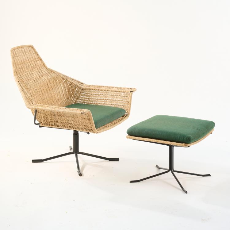Bild 1 zu Objekt, Armchair with ottoman, c. 1957, Herta-Maria Witzemann (attributed), Wilde & Spieth, Esslingen (zug. / attr.), 181A 318