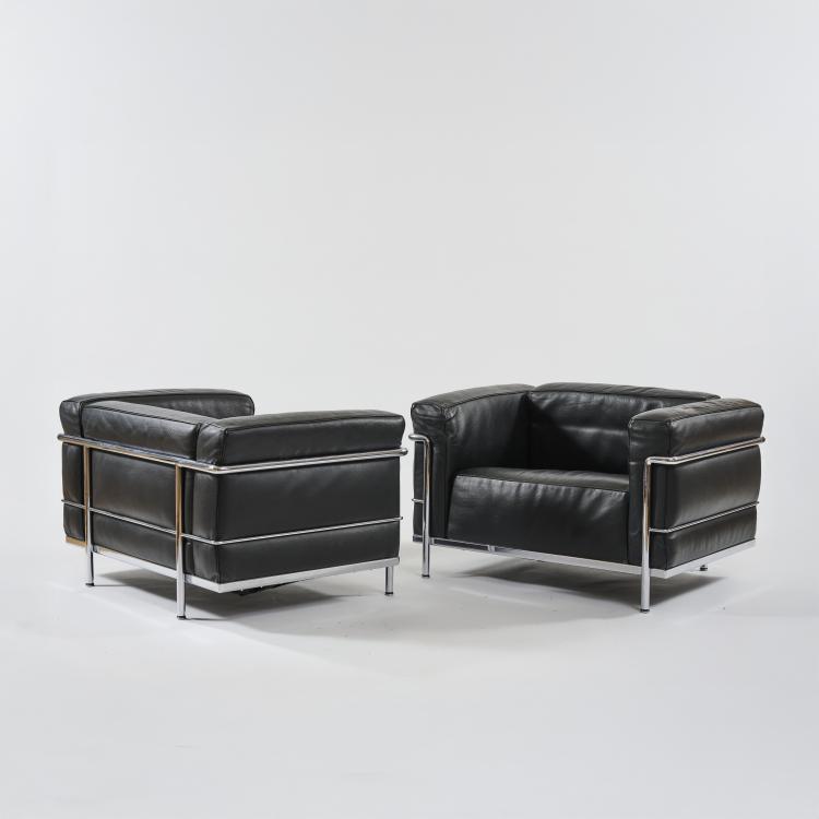 Bild 1 zu Objekt, Two armchairs 'LC 3', 1928 (design), Pierre Jeanneret,Charlotte Perriand,Le Corbusier Charles-&Eacute;douard Jeanneret-Gris, Cassina, Mailand, 181A 171