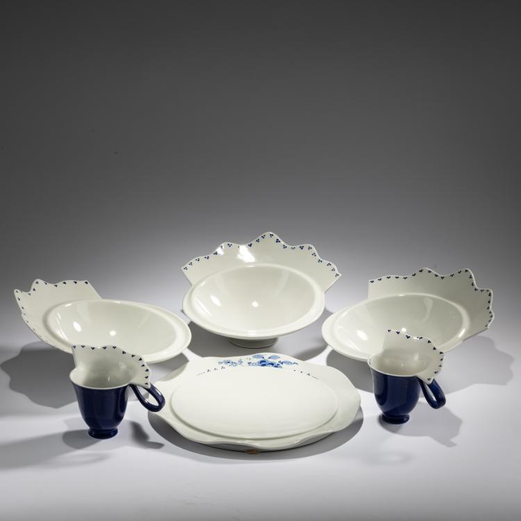 Hauptbild zu Objekt, Six pieces from the 1989 'Albertine' service, 1989, Bořek &Scaron;&iacute;pek, Driade, Caorso; Koninklijke Porceleyne Fles, Delft, 181A 86