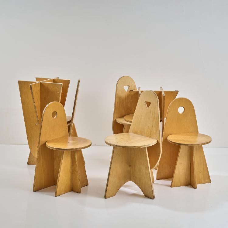 Hauptbild zu Objekt, Seven 'Apollo' - '3017' children's chairs, 1980s, Jacobus Johannes Josephus Verzuu (in the style of), ADO, Berg en Bosch, 181A 461