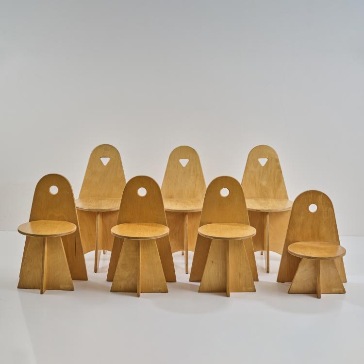 Bild 1 zu Objekt, Seven 'Apollo' - '3017' children's chairs, 1980s, Jacobus Johannes Josephus Verzuu (in the style of), ADO, Berg en Bosch, 181A 461