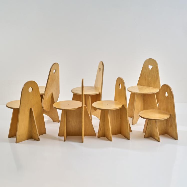 Bild 2 zu Objekt, Seven 'Apollo' - '3017' children's chairs, 1980s, Jacobus Johannes Josephus Verzuu (in the style of), ADO, Berg en Bosch, 181A 461