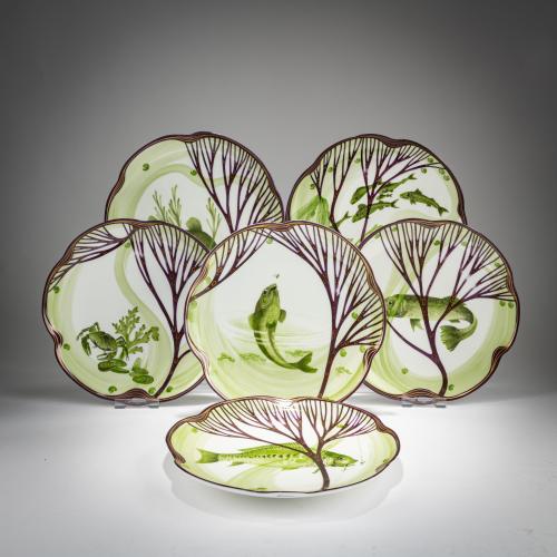 Six plates from the fish service 'Modern', 1899/1900