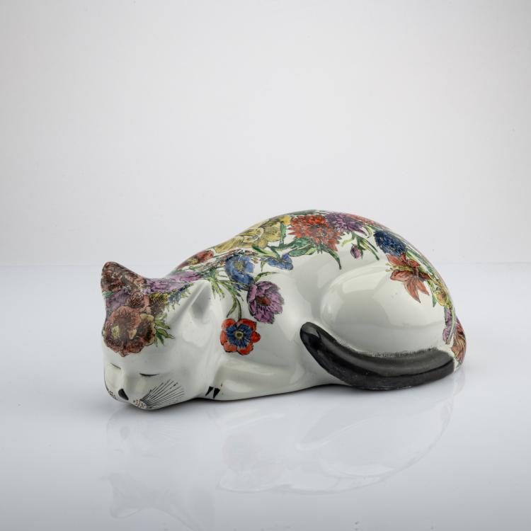 Hauptbild zu Objekt, Cat 'Gatto accovacciati fiorato', 1960s (design), Piero Fornasetti, Fornasetti, Mailand / Milan, 181A 345