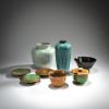 Set of 3 bowls, 2 vases and 3 plates, c. 1930
