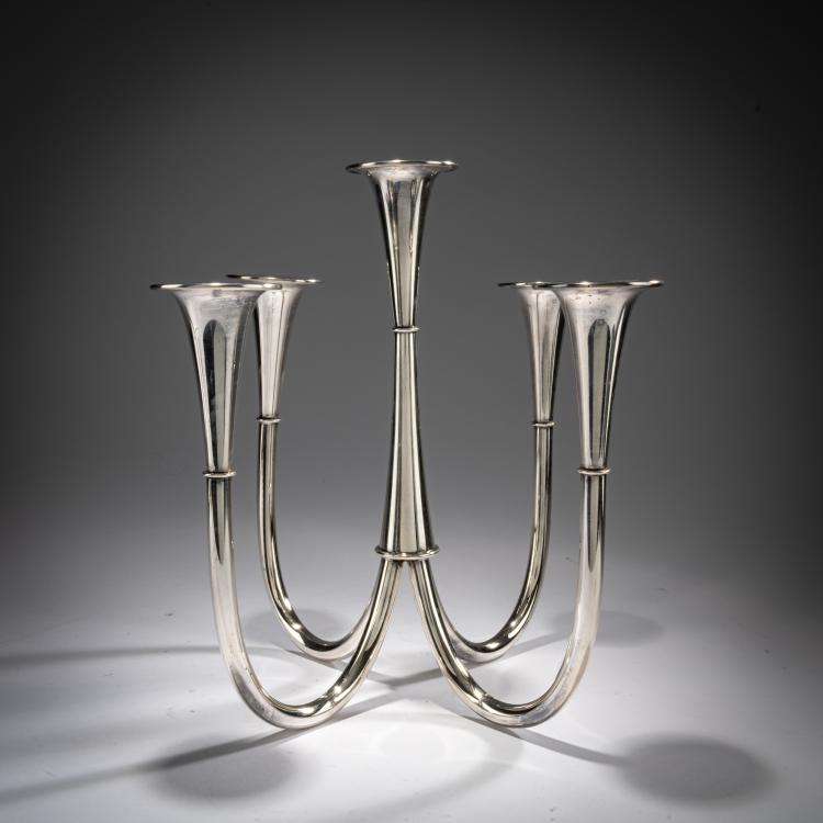 Hauptbild zu Objekt, F&uuml;nfflammiger Kerzenleuchter, 1952/53, Wilhelm Wagenfeld, WMF, Geislingen, 181A 91