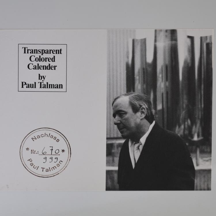 Bild 4 zu Objekt, 'Transparent, Colored Calender', 1969 (design), Paul Talman, Schweiz, 181A 149