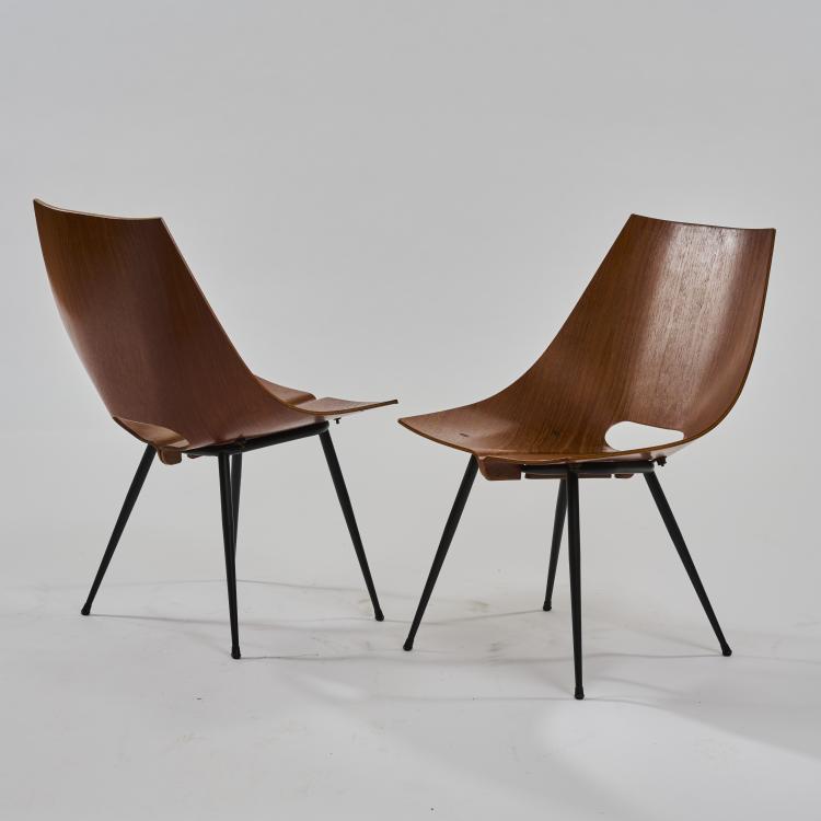 Hauptbild zu Objekt, Two chairs, c. 1955, Carlo Ratti, Industria Legni Curvati, Lissone (zug. / attr.), 181A 299