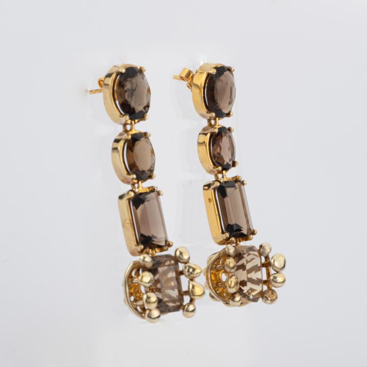 Bild 1 zu Objekt, Vintage Ohrgeh&auml;nge mit Rauchquarz, 1980er Jahre, 180C 773