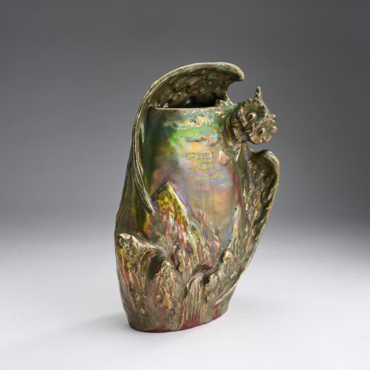 Bild 2 zu Objekt, Unikat Eulenvase, um 1890, Lucien L&eacute;vy-Dhurmer, Massier, Delphin, Vallauris, 180A 350