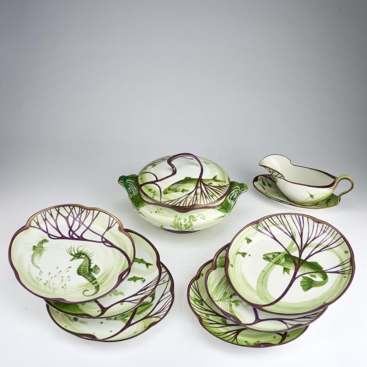 Hauptbild zu Objekt, Eight pieces from the fish service 'Modern', 1899, Hermann Gradl, Nymphenburg, KPM, 180A 305