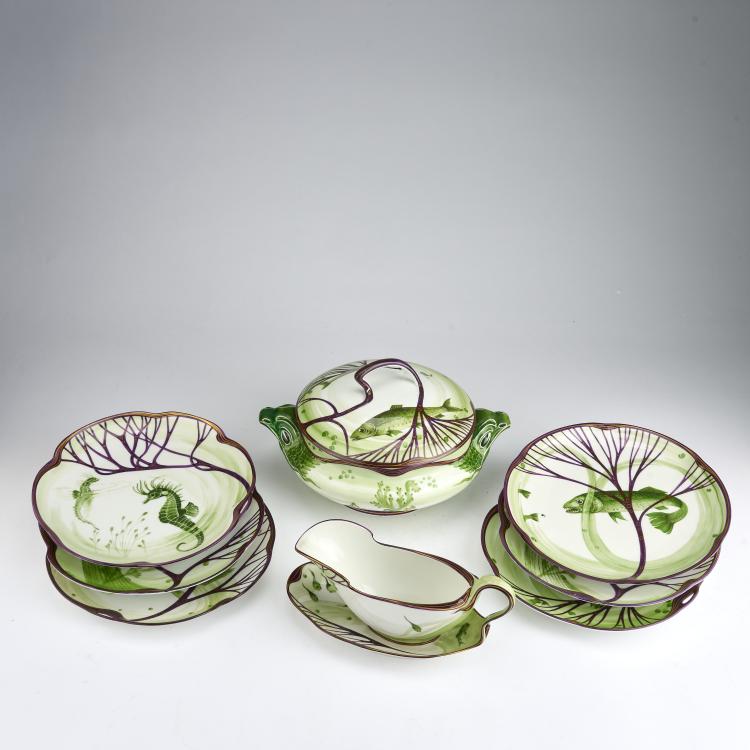 Bild 1 zu Objekt, Eight pieces from the fish service 'Modern', 1899, Hermann Gradl, Nymphenburg, KPM, 180A 305