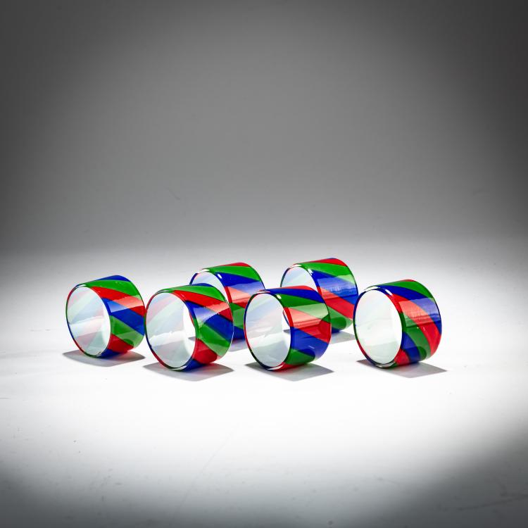 Hauptbild zu Objekt, Six napkin rings, c. 1950, Murano, 181B 637