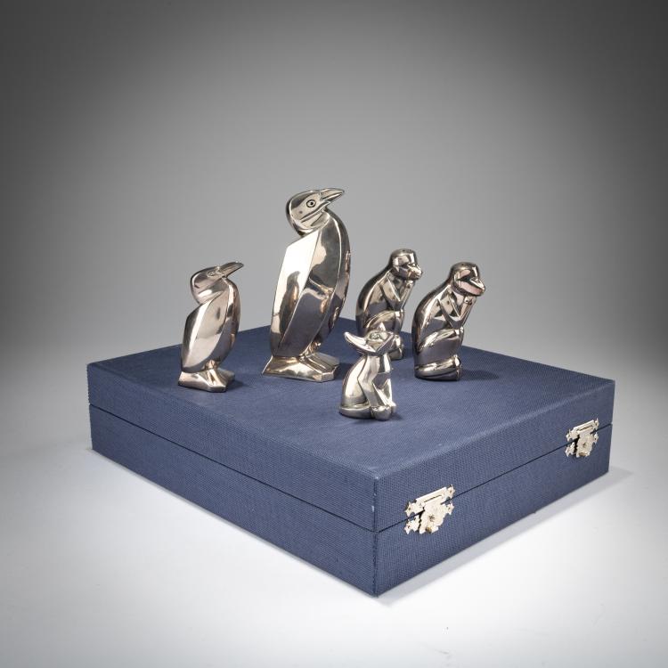 Hauptbild zu Objekt, Gew&uuml;rzset in Schatulle, um 1920, &Eacute;douard Marcel Sandoz (im Stile von), Christofle, Paris, 180A 218