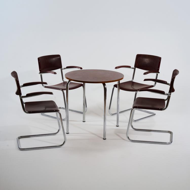 Bild 2 zu Objekt, Table 'MR 515 H' and four armchairs, 1930s, Ludwig Mies van der Rohe,Mart Stam, Thonet, Frankenberg, Bremshey & Co., Solingen, 181A 184